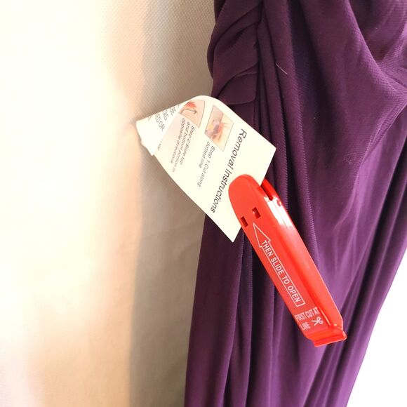 New MAC DUGGAL (4) 26517 Purple (Eggplant) Fold-over Off-the-Shoulder Slit Gown - Picture 9 of 16